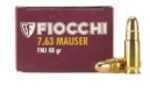 7.63mm Mauser 50 Rounds Ammunition Fiocchi Ammo 88 Grain Full Metal Jacket